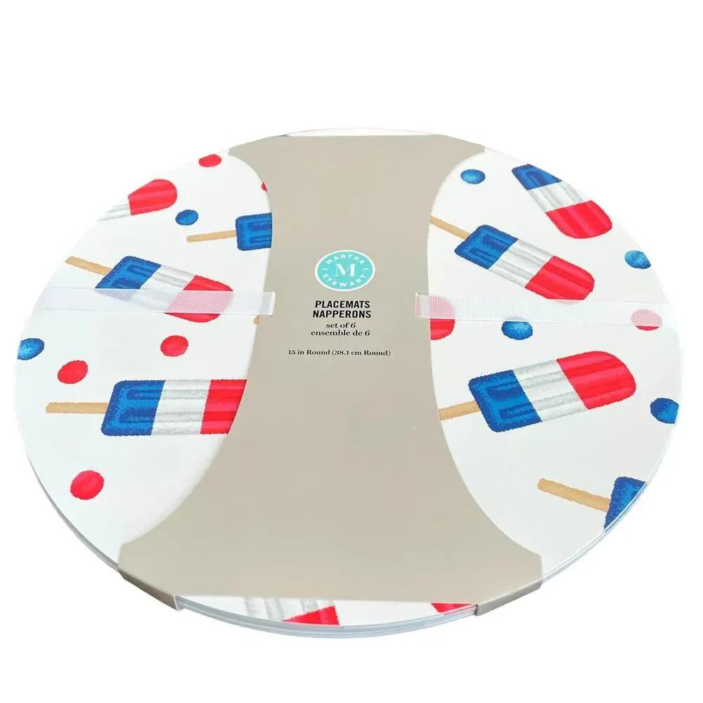 Set of 6 MARTHA STEWART Summer Red White & Blue Popsicle 15